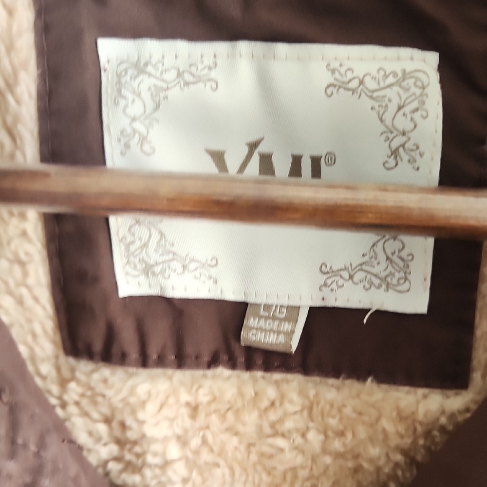 YMI Brown Hooded Sherpa Lined Utility Vest Cozy Fall Layer - Picture 5 of 9